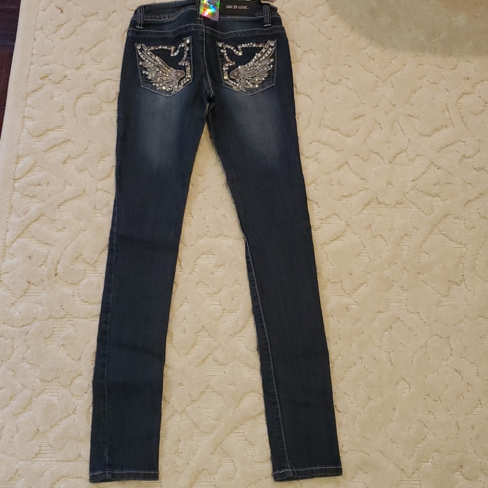 ✨ Brand New Rhinestone Wing Jeans – Size 7
